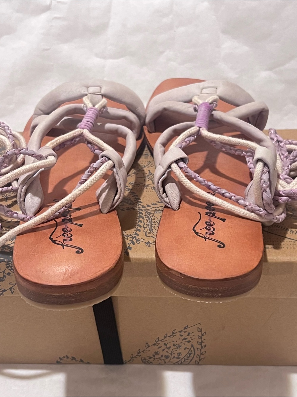NEW Free People Linden Leather Wrap Sandal in Bone Size 41 - Picture 7 of 10